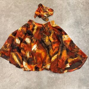 Nine West Watercolor Chiffon Skirt + Matching Scarf – Size 0P